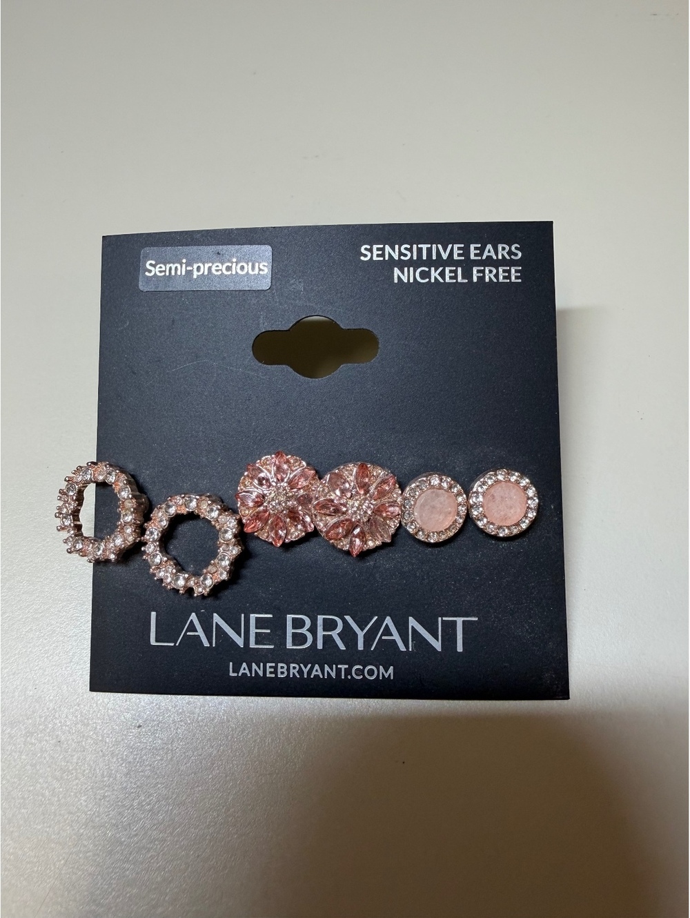 Lane Bryant Semi-Precious Pink Stud Earrings Set - Sensitive Ears Nickel Free